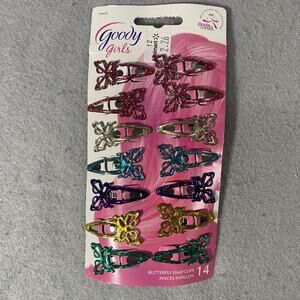 New Goody Girls Glitter Butterfly Snap Hair Clips 14 Pack Vintage